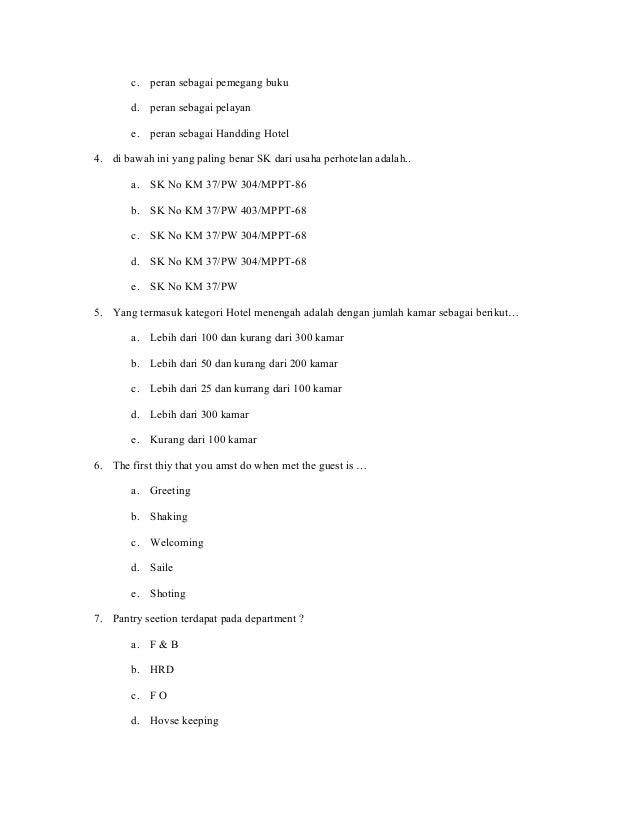 Soal Uas Reception Dan Porter