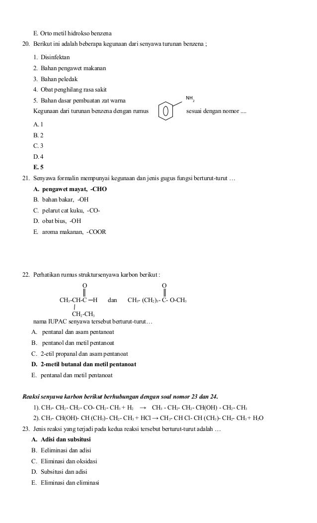 Soal Kimia Karbon Sma Kls 3 - Jawaban Guru