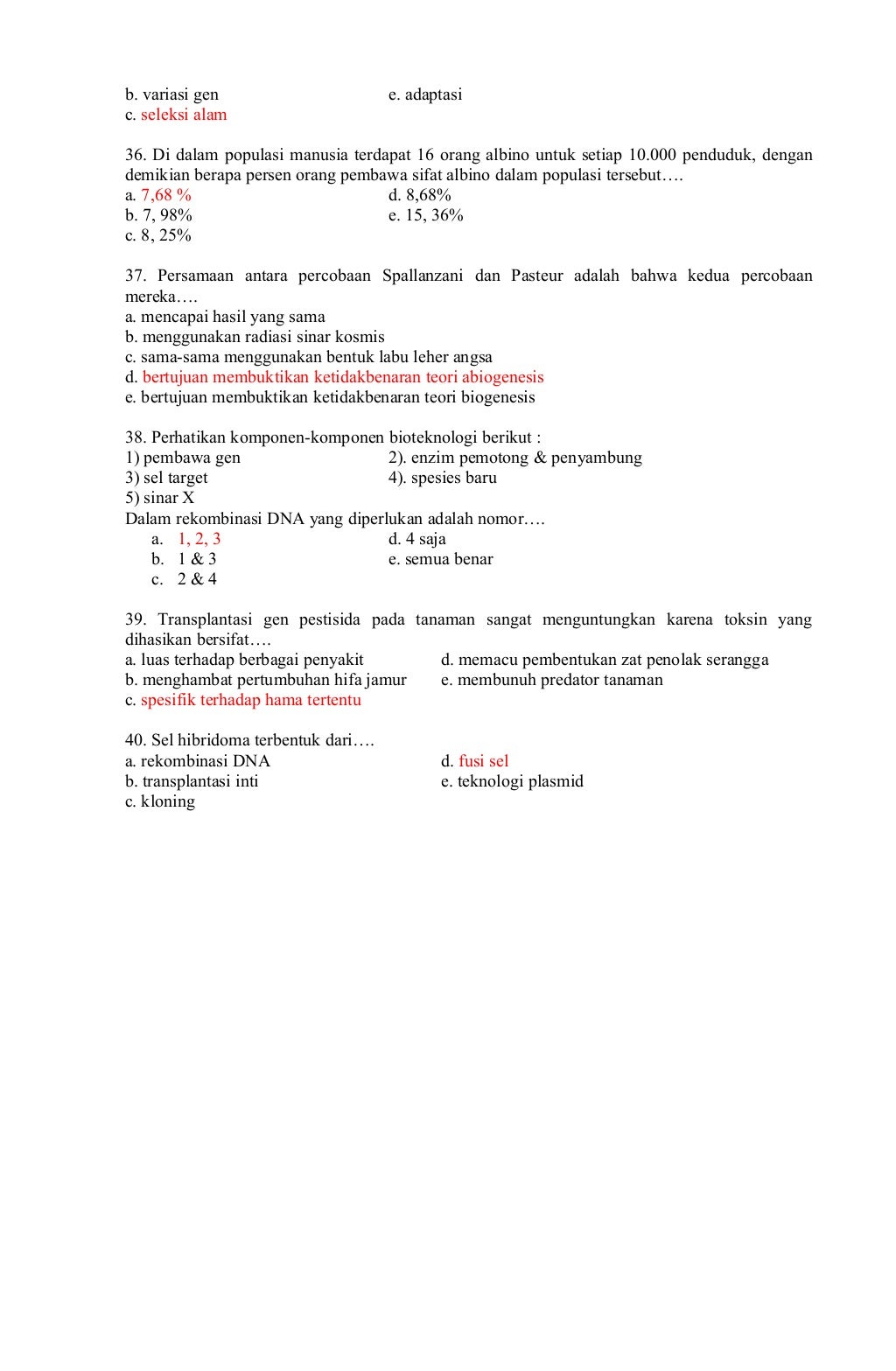Contoh soal latihan biologi dan jawabannya