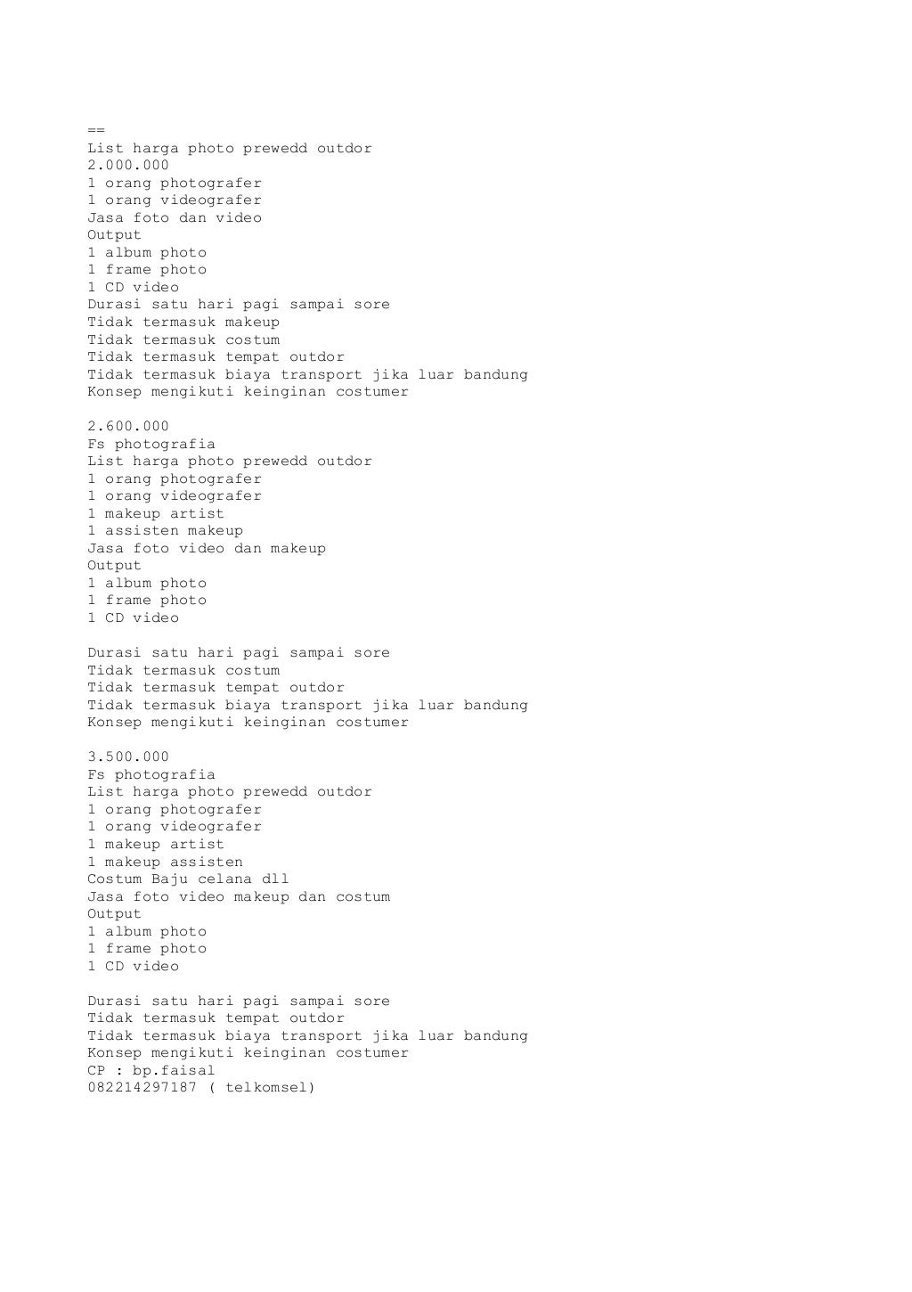 WA/CALL 082214297187 , Paket foto prewedding bandung