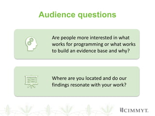Understanding gender in wheat-based livelihoods for enhanced WHEAT R4D impact in Afghanistan, Pakistan and Ethiopia
