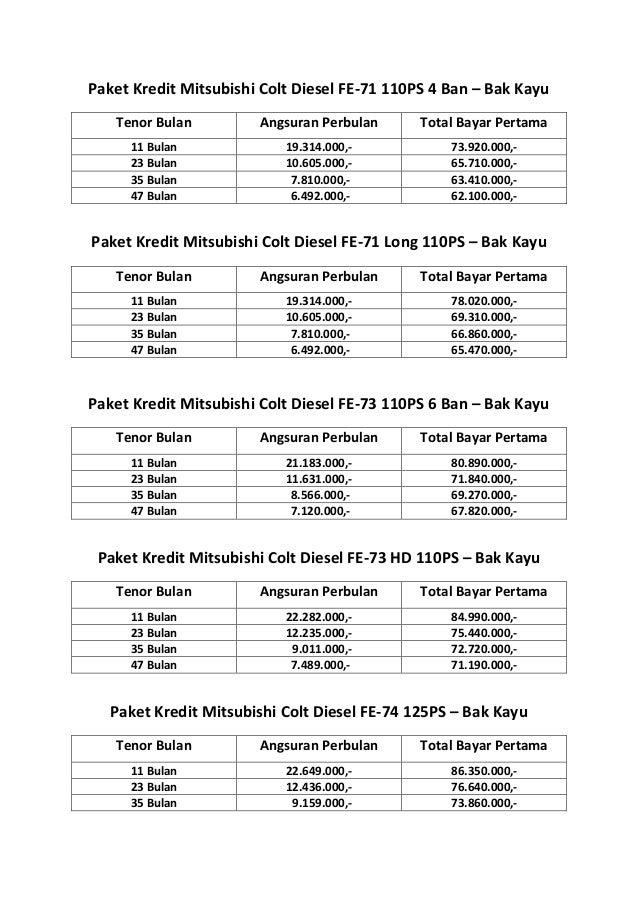 Harga Spesifikasi Mitsubishi Colt Diesel Promo Paket Harga Spesifikasi Mitsubishi Colt Diesel Promo Paket