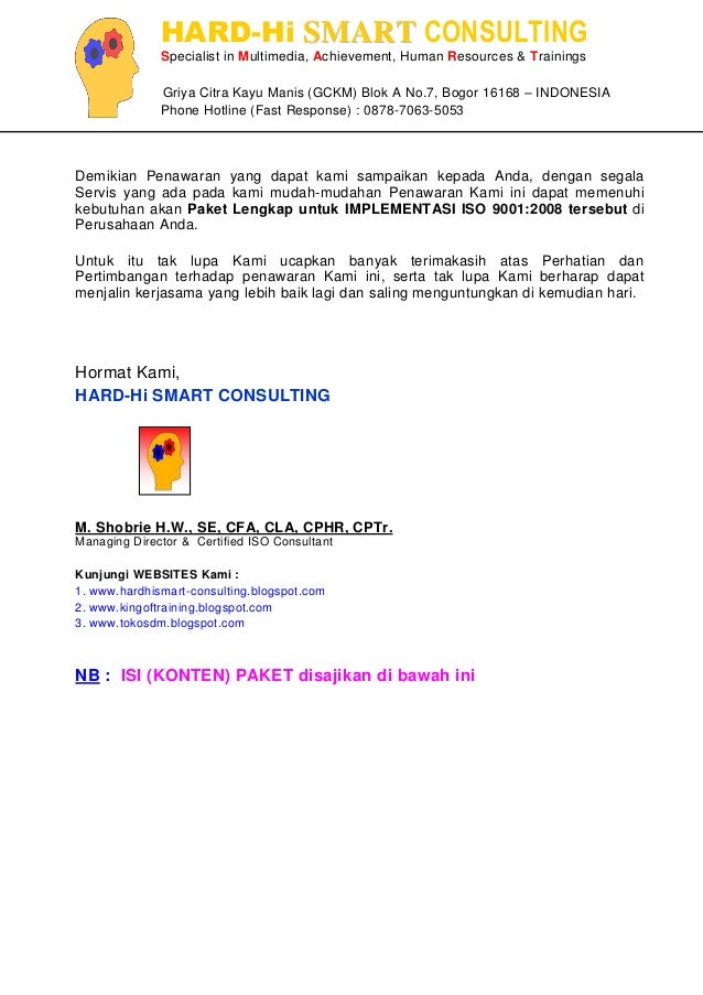CONTOH MANUAL MUTU ISO 9001:2008 PERUSAHAAN