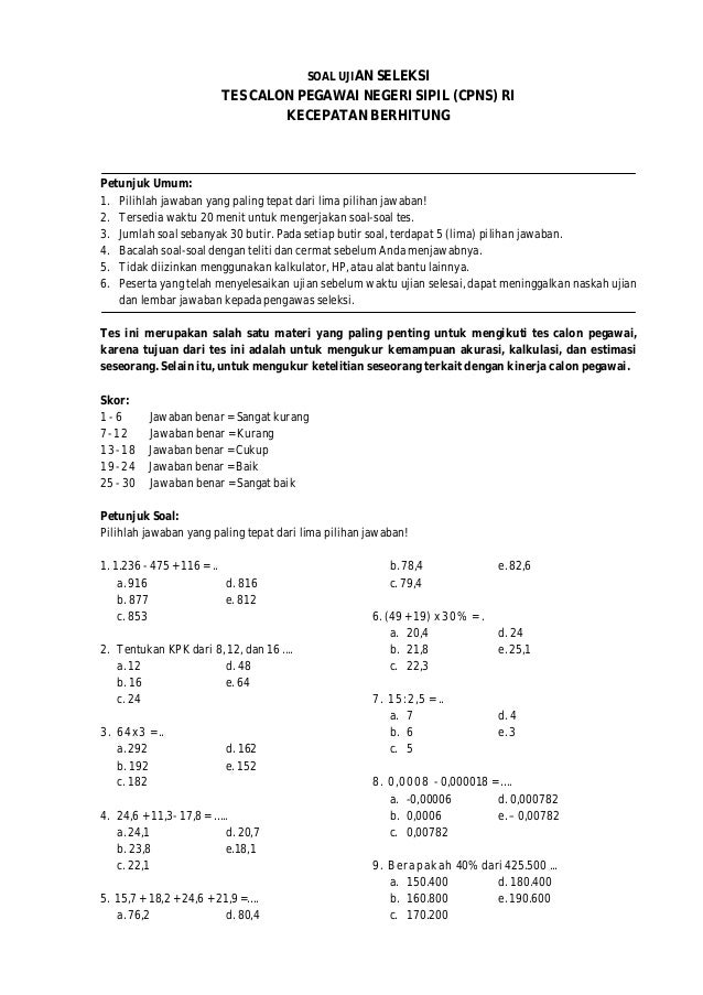 Soal Tes Tertulis Ppsu