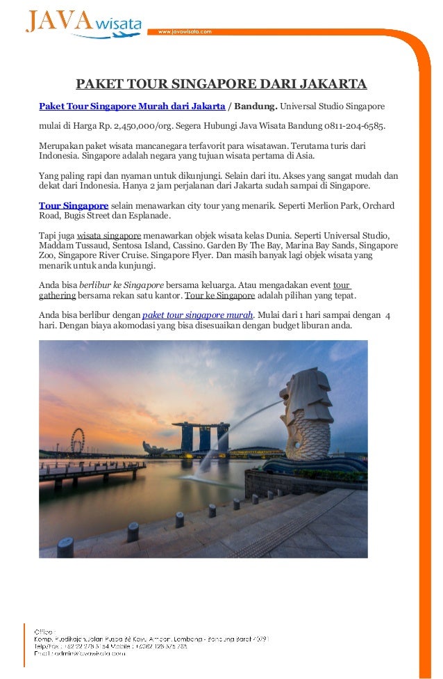 Paket Tour Singapore 3 Hari 2 Malam Dari Jakarta