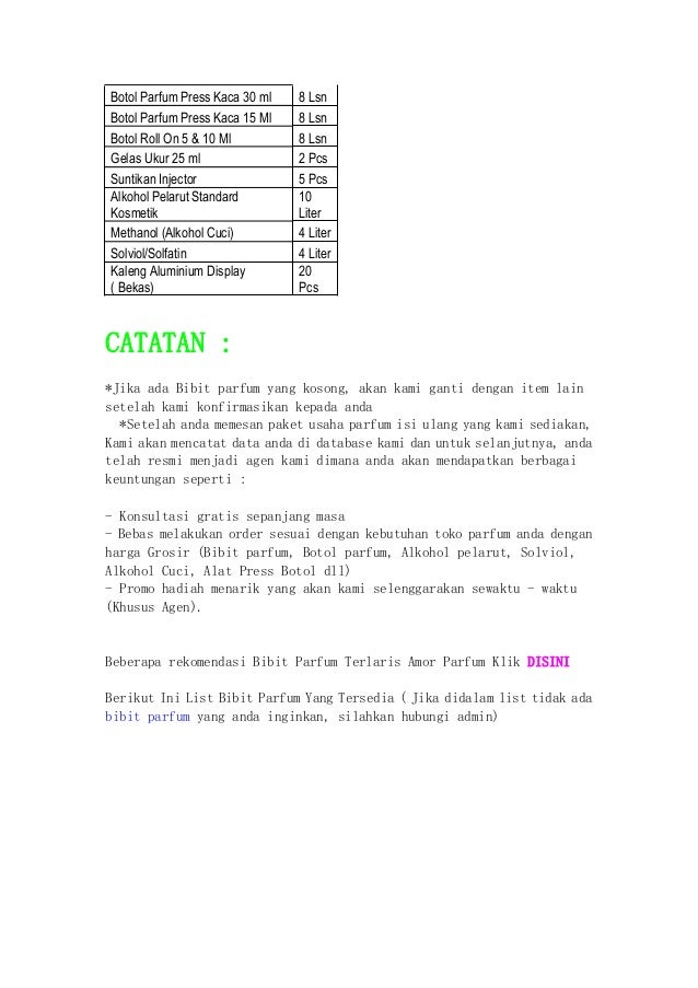 Paket usaha parfum refill Paket usaha parfum refill