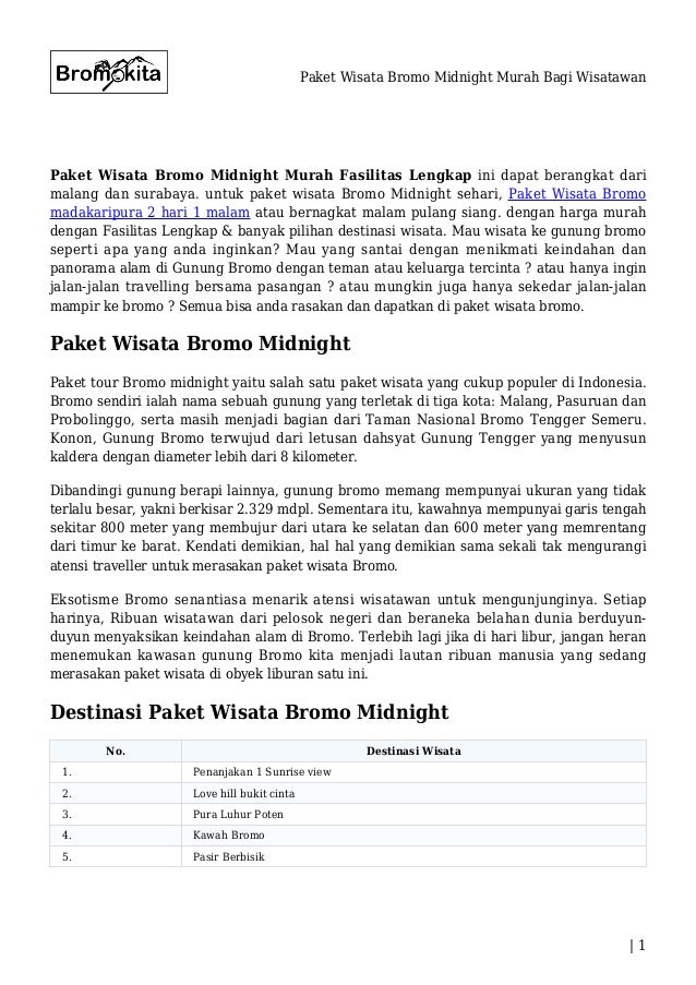 Paket Wisata Bromo Midnight Murah Bagi Wisatawan Paket Wisata Bromo Midnight Murah Bagi Wisatawan