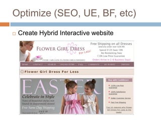 Optimize (SEO, UE, BF, etc)
   Create Hybrid Interactive website
 