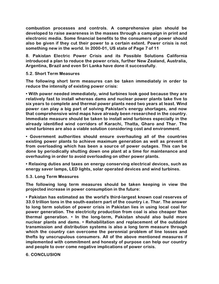 Essay power crisis pakistan