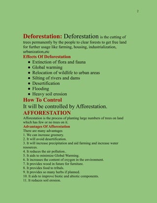 afforestation and deforestation