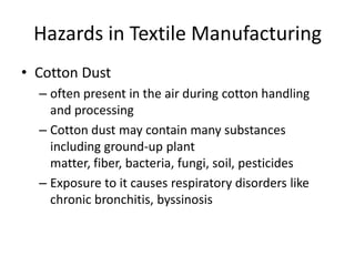 Disorder Textiles Pakistan industries and health hazards | PPTX