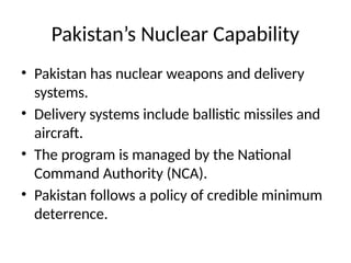 Comprehensive Overview of Pakistan's Nuclear Program and Strategic ...