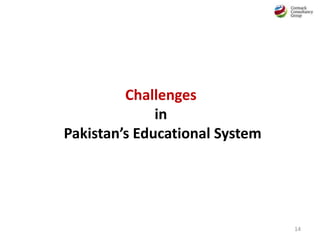 14
Challenges
in
Pakistan’s Educational System
 