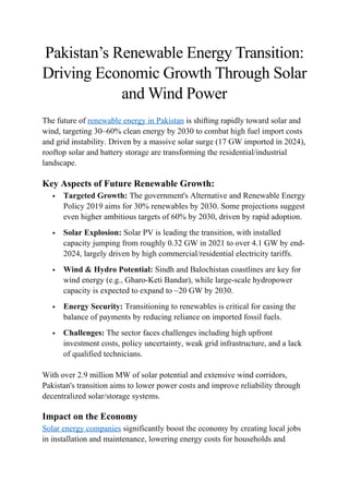 Pakistan’s Renewable Energy Transition: Economic Growth Through Solar ...