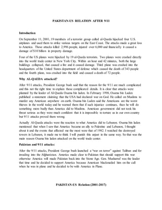 PAK-US relation after 9/11 | DOCX