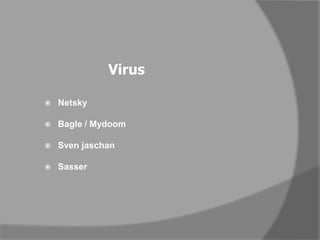 VirusNetskyBagle / MydoomSven jaschanSasser