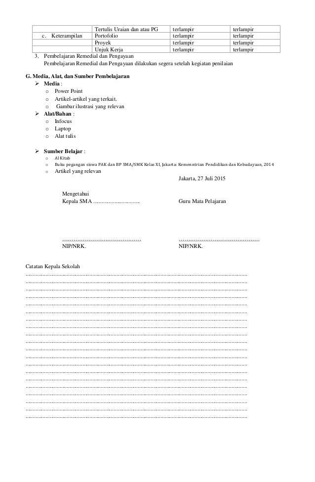 RPP SMA Pendidikan Agama Kristen & Budi Pekerti (PAK) XI