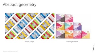 PAKNINGSDESIGN - TRENDER 2016 / 15-06-2015 / SIDE 21
Abstract geometry
Friske farger Spenstige vinkler
 