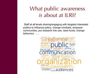 Public awareness: What is it? Why do it? How to do it? 