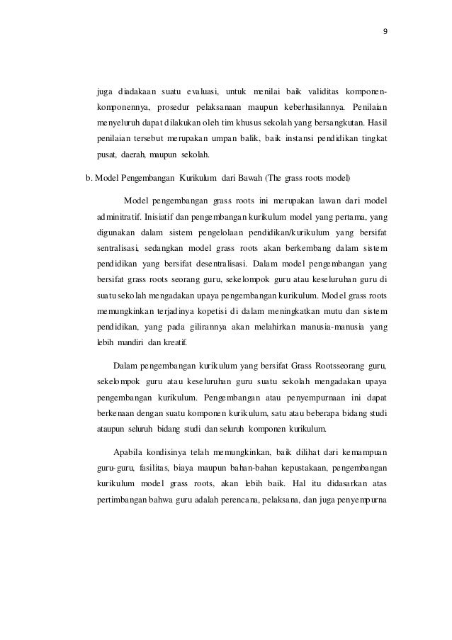 Model Kurikulum Dan Pengembangnnya