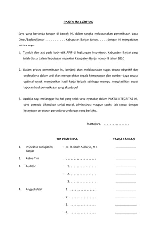 Apa Itu Pakta Integritas Apa Itu Pakta Integritas