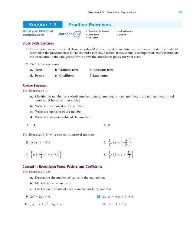 Review Of Basic Algebraic Concept