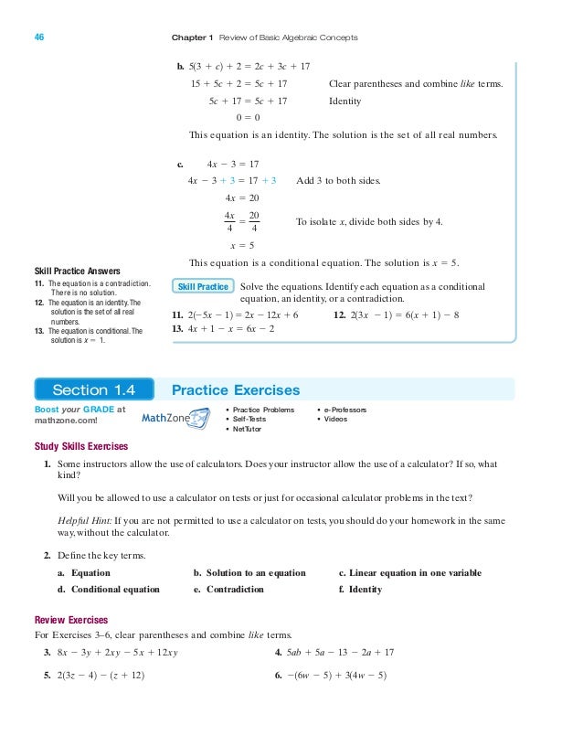 Review Of Basic Algebraic Concept