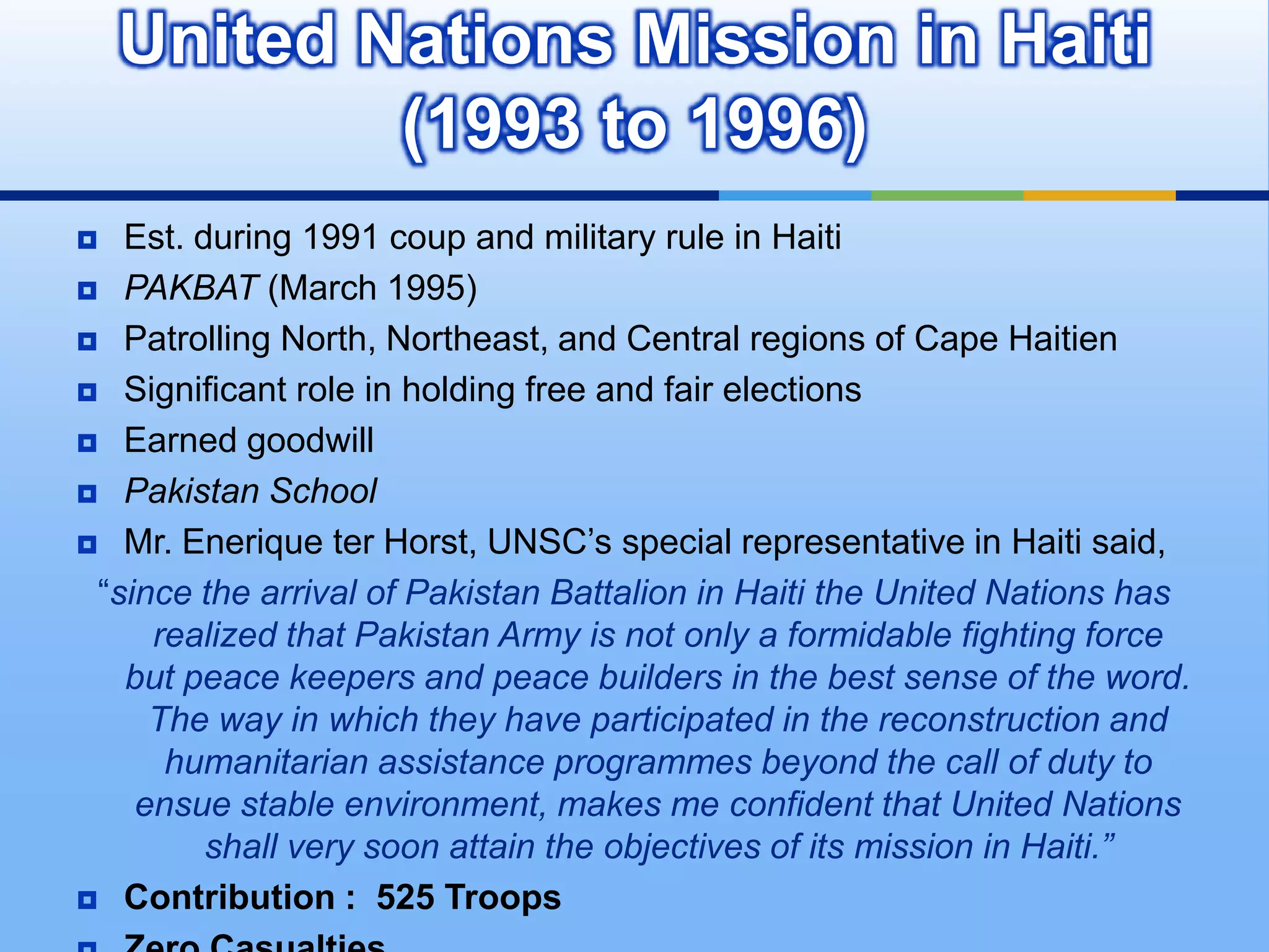 Non-intervention and Non-interferenceNumerous complaints of intervention were lodged by both parties.Outposts were established in Peshawar and Quetta to carry out investigationsNature of the terrain and security conditions prevailing in the area hampered the work of inspection teams.