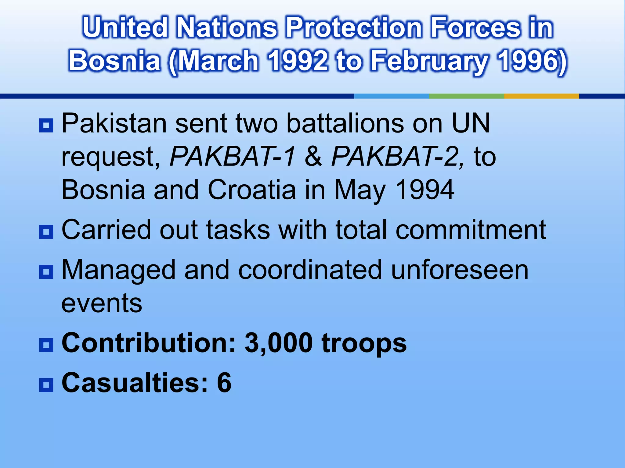 Pakistan’s Military Contribution to the UNPeacekeeping Missions Involving PakistanPresented by: RaafayHaider Khan