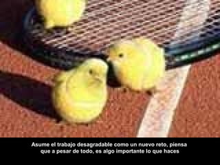 Asume el trabajo desagradable como un nuevo reto, piensa
que a pesar de todo, es algo importante lo que haces
 