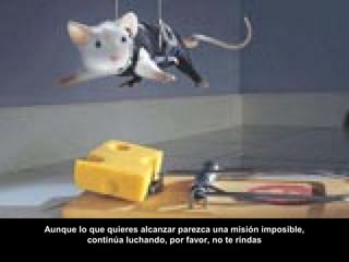 Aunque lo que quieres alcanzar parezca una misión imposible,
continúa luchando, por favor, no te rindas
 