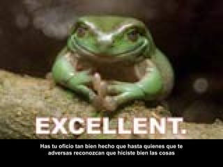 Has tu oficio tan bien hecho que hasta quienes que te
adversas reconozcan que hiciste bien las cosas
 