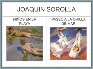 JOAQUIN SOROLLA
NIÑOS EN LA
PLAYA
PASEO A LA ORILLA
DE MAR
 