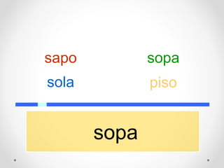 sopa
sola
sapo sopa
piso
 
