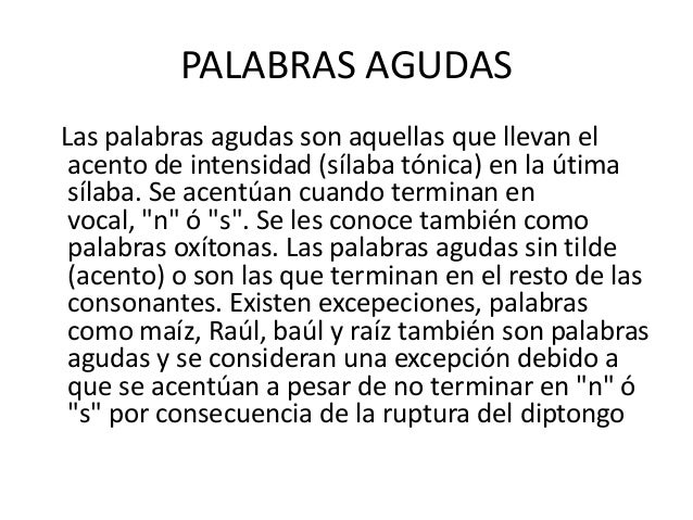 Palabras agudas