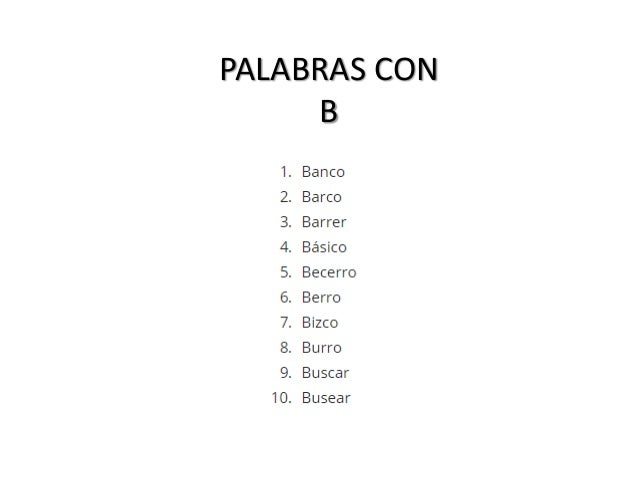 Palabras con b