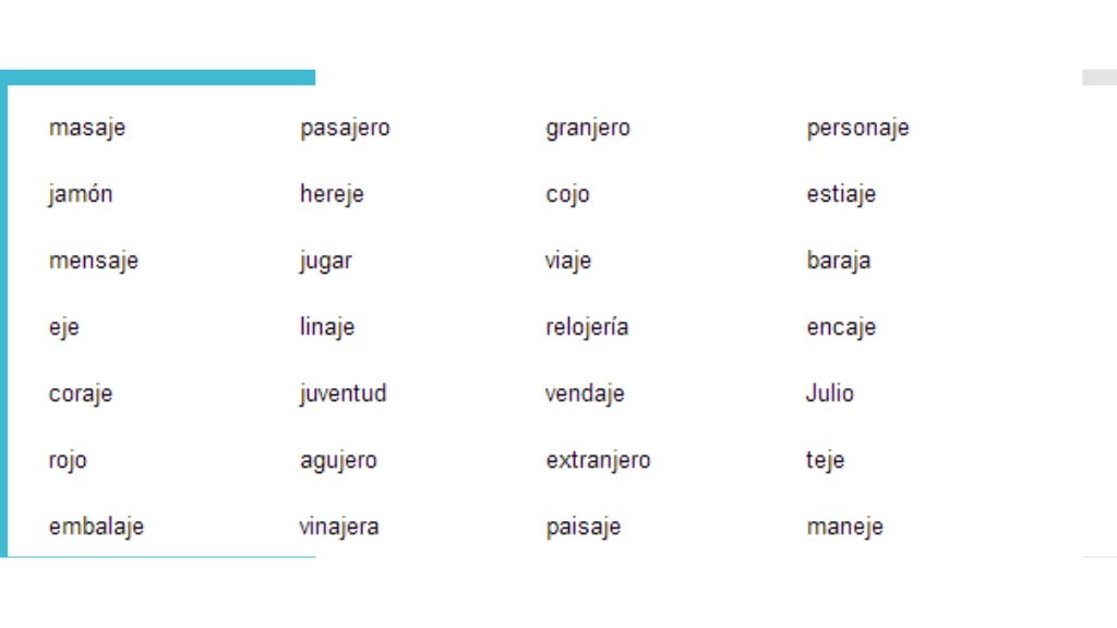 5 Palabras Que Terminen En J En Español
