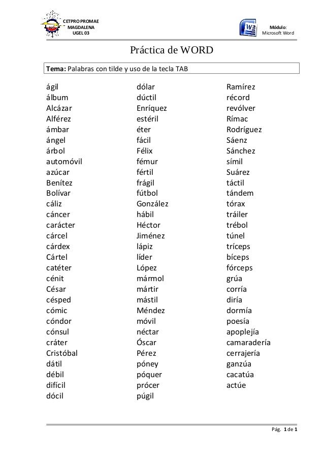 Palabras con tilde 2015 karim