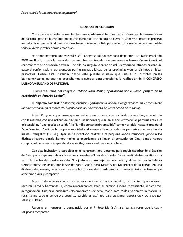 Palabras de clausura