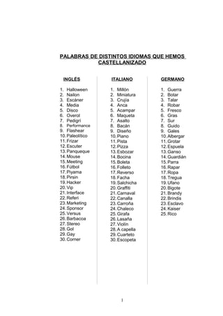 Palabras De Distintos Idiomas Que Hemos Castellanizado DOC