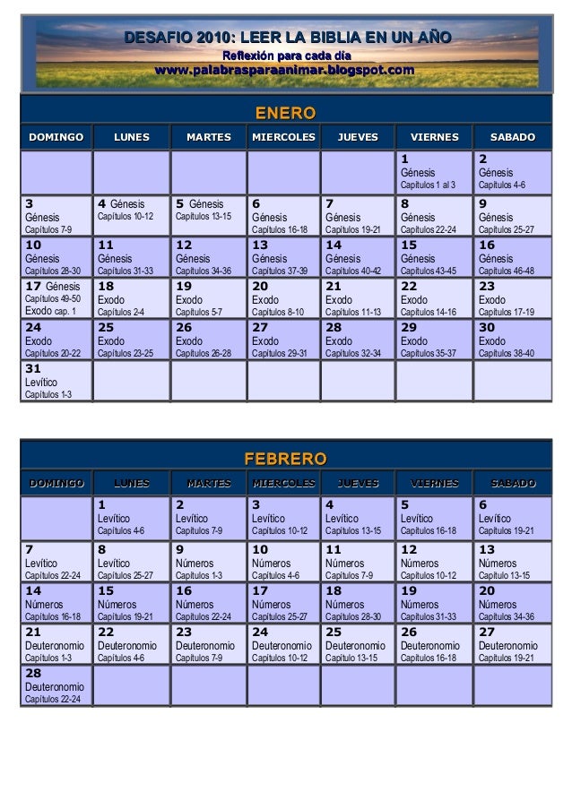 Palabras Para Animar Calendario Con Lecturas Biblicas 2010 calendario de lecturas