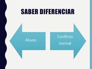 SABER DIFERENCIAR
Abuso
Conflicto
normal
 