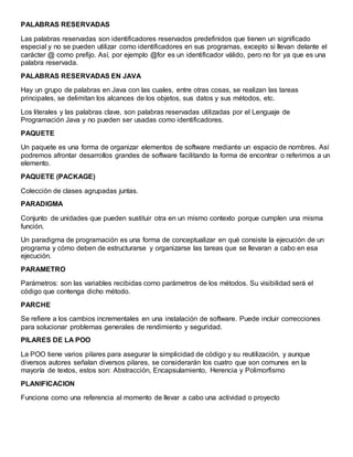 Programas Predefinidos PALABRAS CON DEFINICION EN LENGUAJE DE PROGRAMACION | DOCX