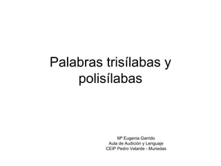 Palabras trisílabas y
    polisílabas



              Mª Eugenia Garrido
          Aula de Audición y Lenguaje
         CEIP Pedro Velarde - Muriedas
 