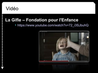 Vidéo
La Gifle – Fondation pour l'Enfance
• https://www.youtube.com/watch?v=72_i3SJbuhQ
 