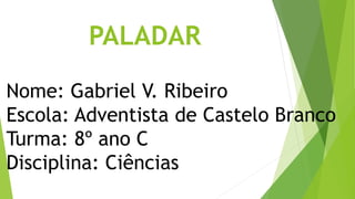 PALADAR
Nome: Gabriel V. Ribeiro
Escola: Adventista de Castelo Branco
Turma: 8º ano C
Disciplina: Ciências
 