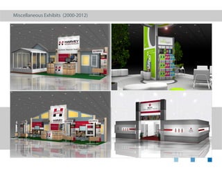 Custom Exhibit - 20’x 20’island
Lider Aviacao: Full custom design. White, clean with simple
elements. Included are up and down LED lighted“frame”
elements supporting a downlight canopy element. Conference/
storage tower including frosted acrylic panels with direct print
graphics.
Additional elements: Cort rental furniture, 52”HD LED screen,
and floral.
 