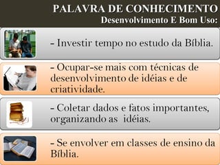 PALAVRA DE CONHECIMENTO Desenvolvimento E Bom Uso: 
