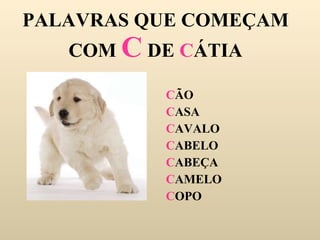 PALAVRAS QUE COMEÇAM COM  C  DE  C ÁTIA C ÃO C ASA C AVALO C ABELO C ABEÇA C AMELO C OPO 