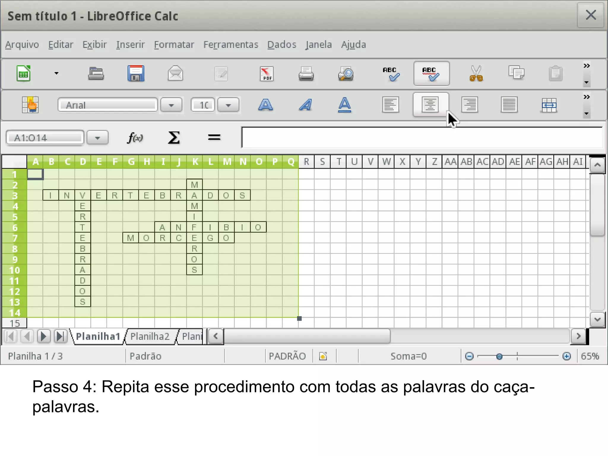 Passo 4: Repita esse procedimento com todas as palavras do caça-
palavras.
 